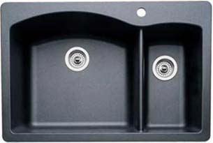 double bowl drop-in kitchen sink in anthracite