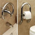 Dual purpose luxury grab bar and toilet tissue holder