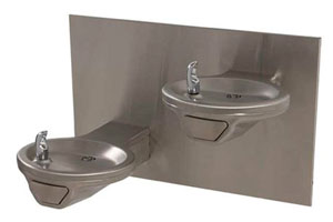 dual level round wall mount stainless steel drinking fountain image