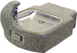 concrete wall mount drinking fountain photo