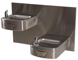 Handicap accessible stainless steel drinking fountain photo