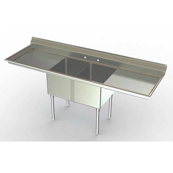 Aero dual compartment NSF sink with dual drainboards