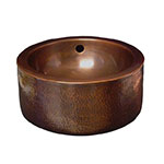 Round copper vessel sink