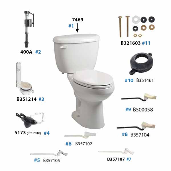 Parts diagram for Toilet Express toilet - tank 4440