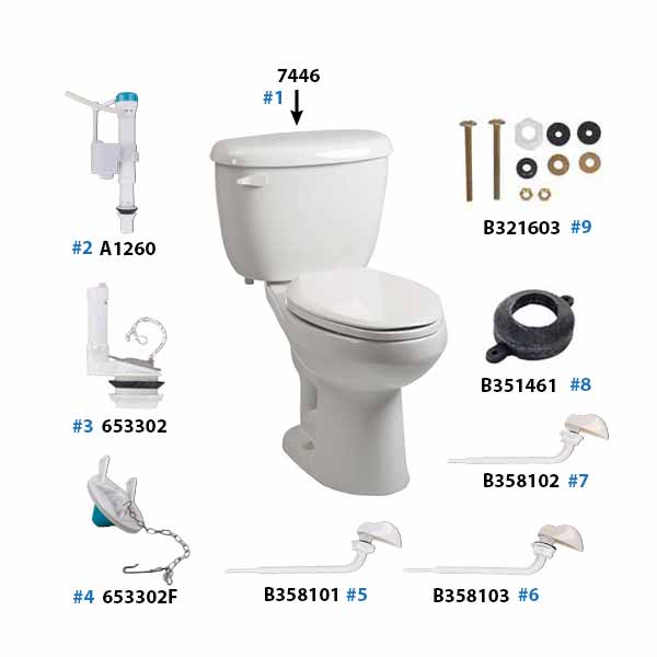 Parts diagram for Toilet Express toilet - tank 4450