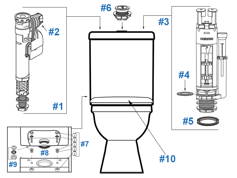 Caroma Adelaide Toilet Replacement Parts