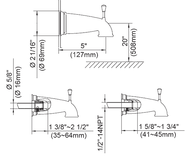 Deluxe Danze® Tub Spouts