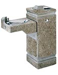 Bi-level ADA compliant concrete pedestal drinking fountain by Haws