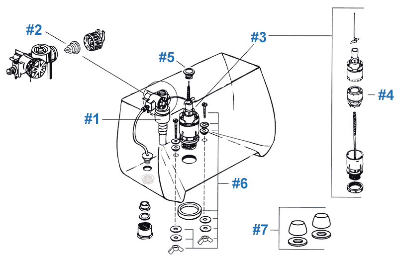 Eljer toilet repair parts diagram - the Sophie series