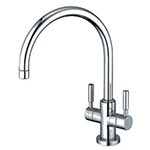 Gooseneck faucet with twin lever handles