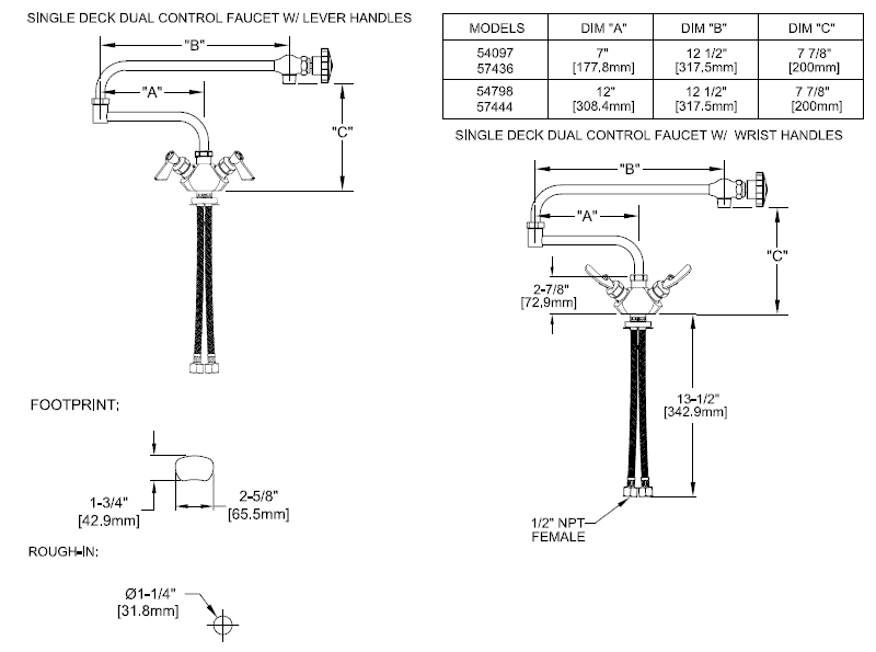 Commercial grade pot filler faucets