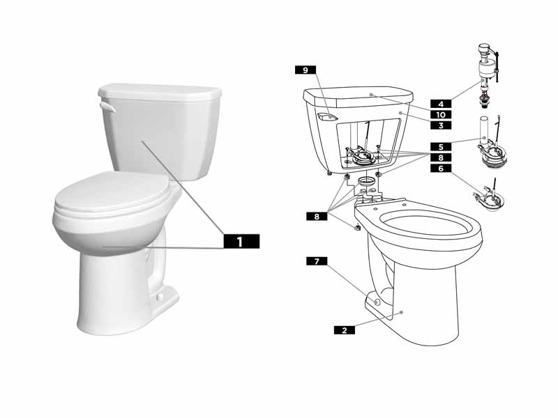 Parts diagram for Gerber Viper toilets - tank number #GWS28528