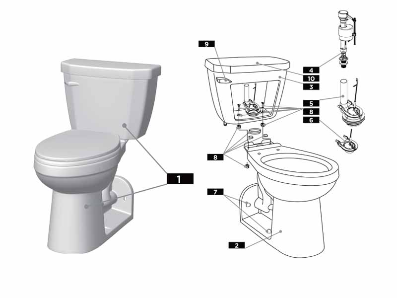 Parts diagram for Gerber Viper toilets - tank number #GWS28575