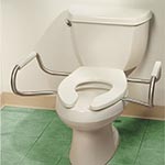 Toilet seats with safety bars