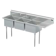 Griffin coved corner commercial sink with right drainboard