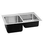 Stainless steel hi-lo double bowl sink