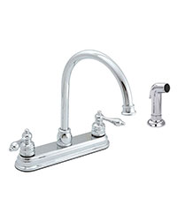 High Arch faucet with two lever handles and side spray