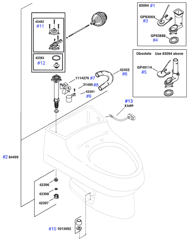 Kohler San Raphael Series Toilet Repair Parts and Schematics