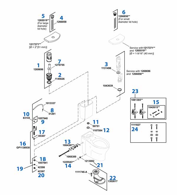 Kohler toilet repair parts model k4441