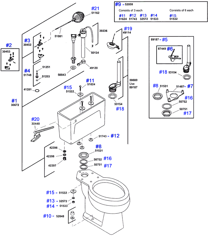 Kohler Wellworth Toilet Repair Parts For 4500 Series Toilets