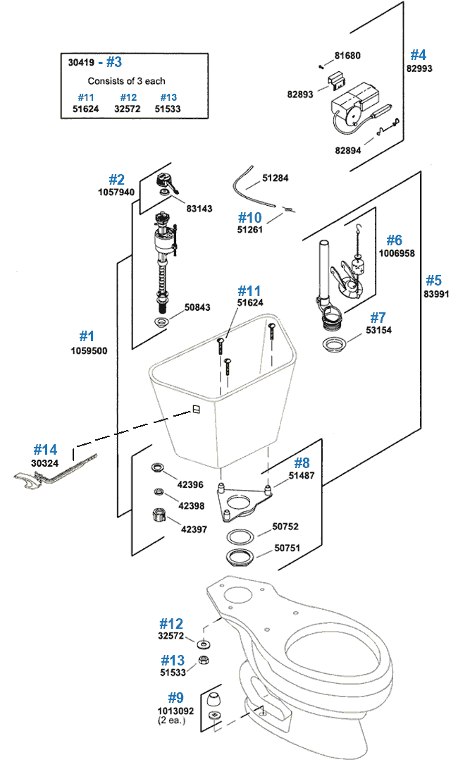 Kohler Wellworth Series Toilet Repair Parts