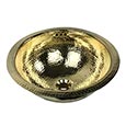 Round hammered brass lavatory sink