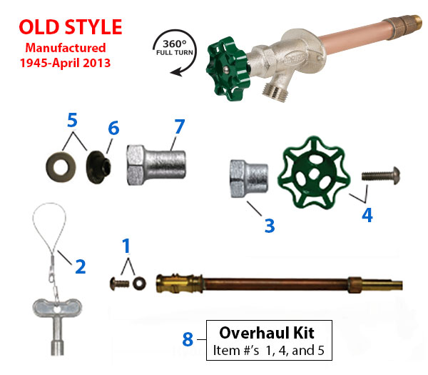 prier freezeless wall hydrant old style models c-134-234 parts diagram