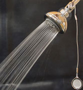 image of hot water saving showerhead with shower start - rain