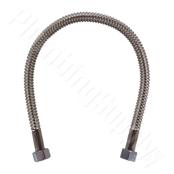 Stainless Steel Braided Fuel Line Kit 1/4 I.D. (16” Long Hose + 2  Connectors)