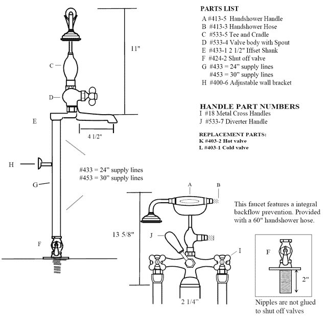 Old-fashioned clawfoot tub faucets by Sunrise Specialty