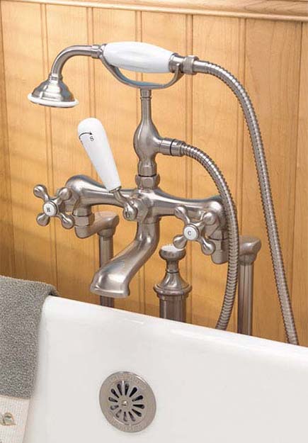 Old-fashioned clawfoot tub faucets by Sunrise Specialty