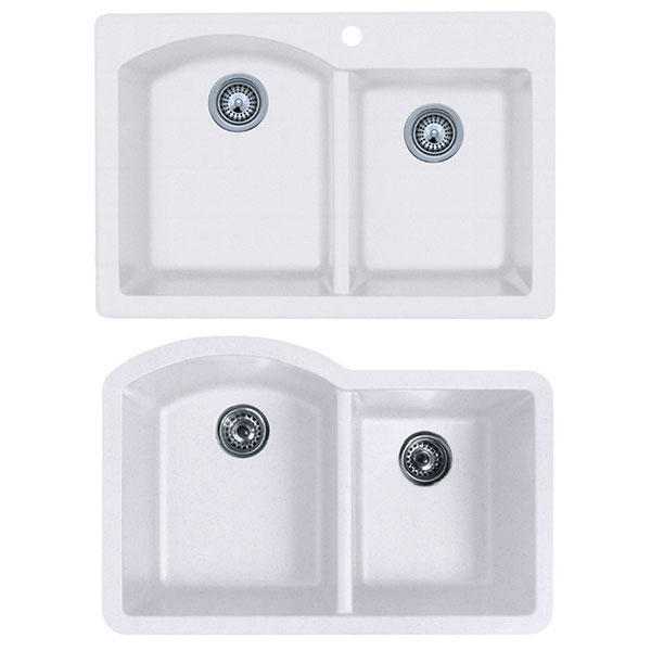 Swan 60/40 double bowl drop in and undermount kitchen sinks