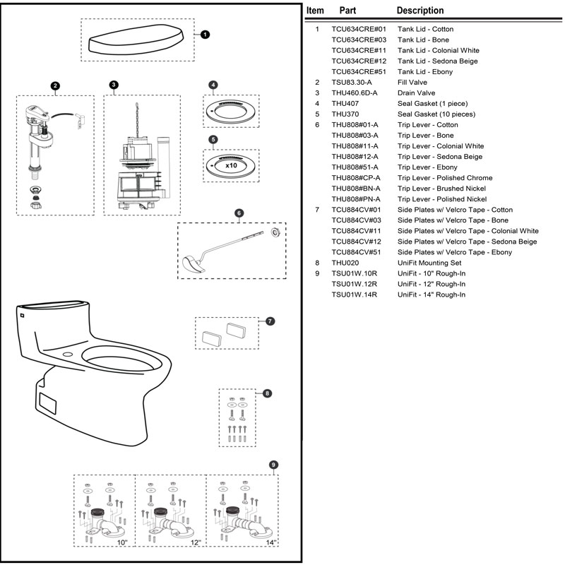 Repair Parts Diagram for Toto Carolina II - Model MS644124CEFG