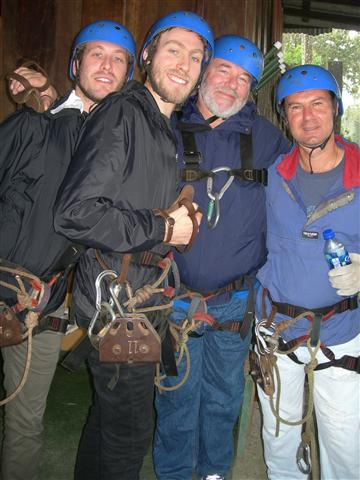 Vic and sons ziplining in Costa Rica