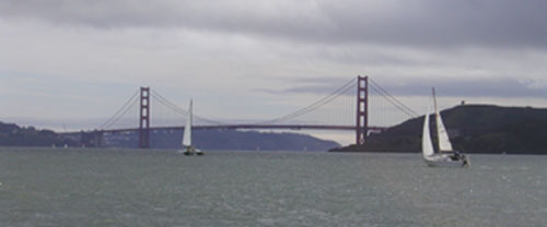 sailing by the San Francisco Golden Gate Bridge