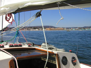 Santa Cruz California boardwalk as seen from the bay